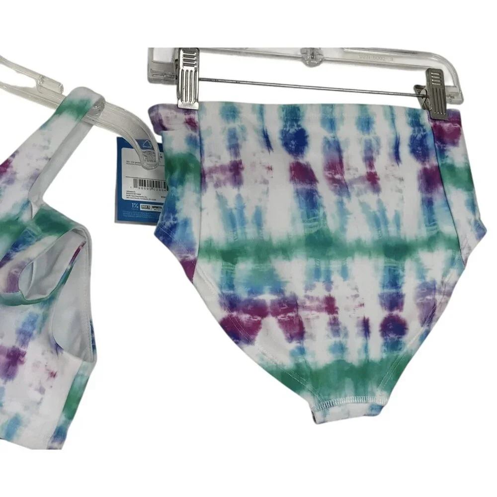 DSG Bikini And Rash guard Girls Size Small‎ Swim Tie Dye Purple Blue Green Set